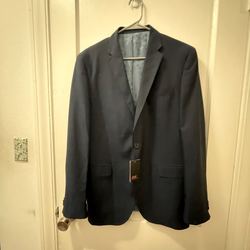 JBE Men’s Striped Slim Modern Fit Blue Blazer